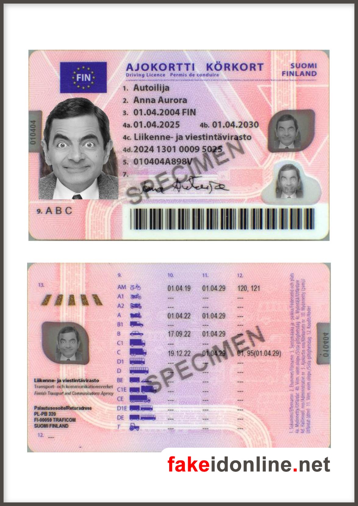 Finland Driver License PSD Template